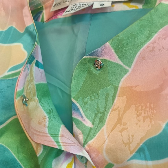 Anne Crimmins for Umi Collections Size 8 Floral 100% Silk Pencil Skirt Suit Vtg‎ - Picture 6 of 14